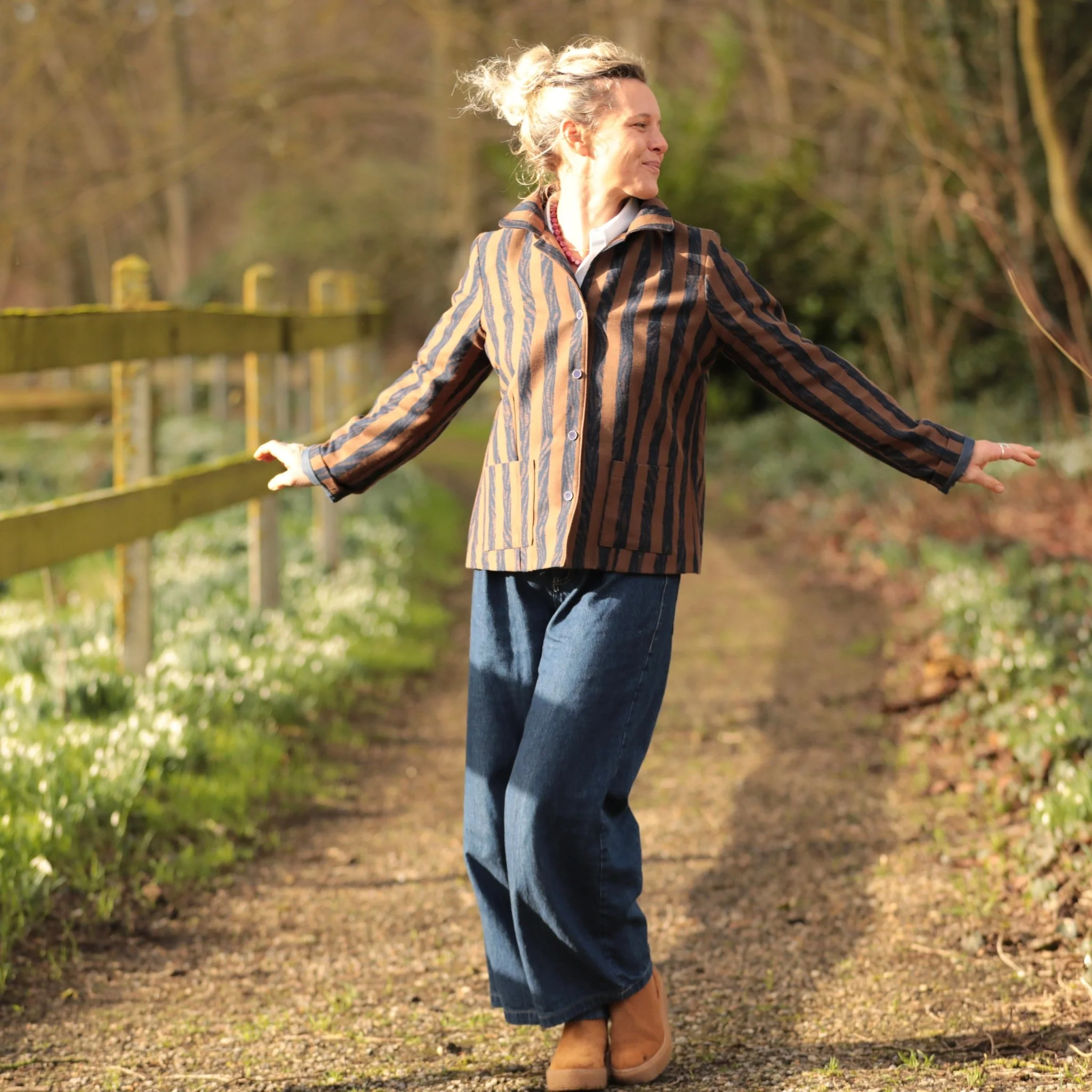 Veste Solveig Jacquard “Rayure Fauve” - Image 9