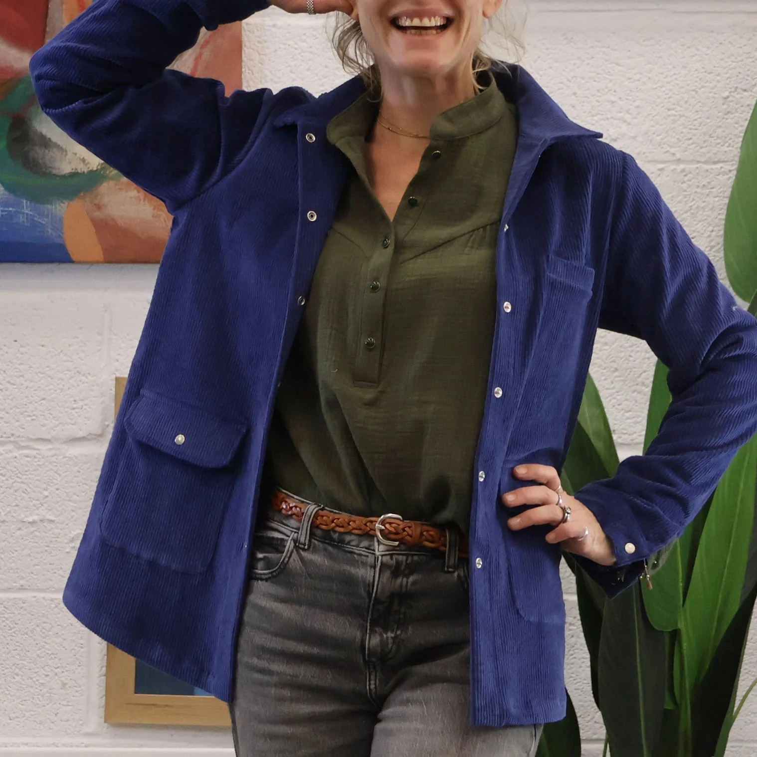Veste Véga - velours côtelé bleu de travail - Image 3