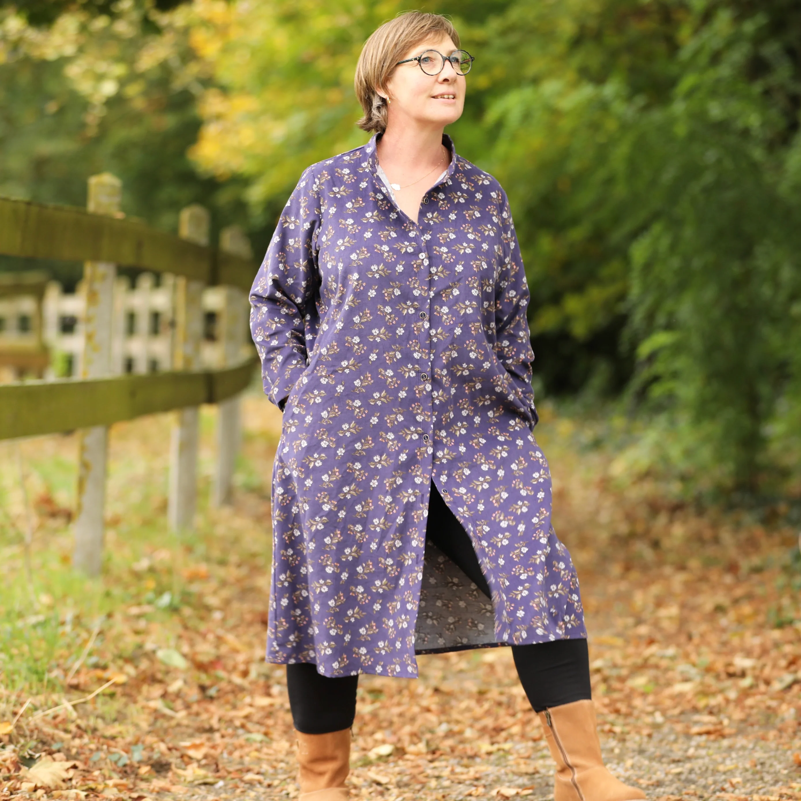Robe Yuna - Velours milleraies Éclats de myosotis